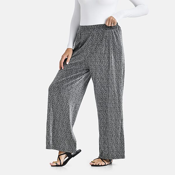 Tamsy Silver Lurex Sparkly Sequins Print Pant- One Size Fits Most