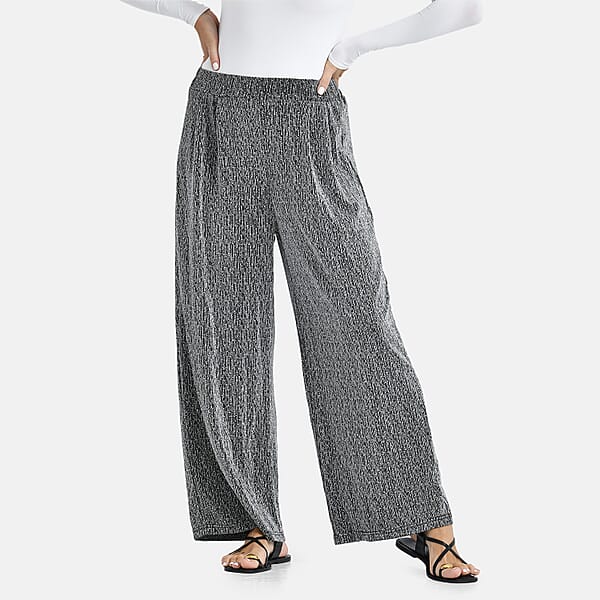 Tamsy Silver Lurex Sparkly Sequins Print Pant- One Size Fits Most