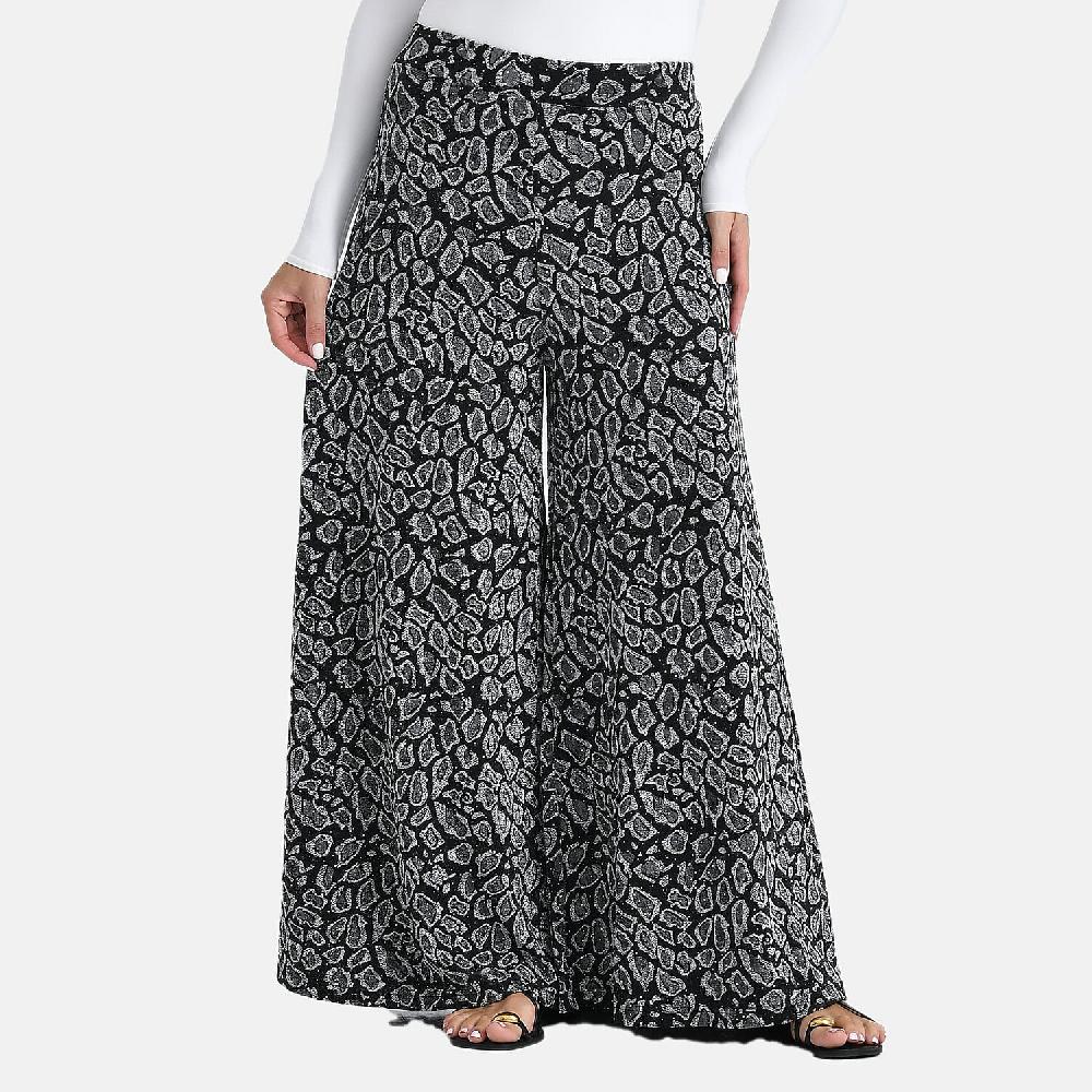 Tamsy Silver Printed Pajama with Crystal Waist - One Size Fits Most