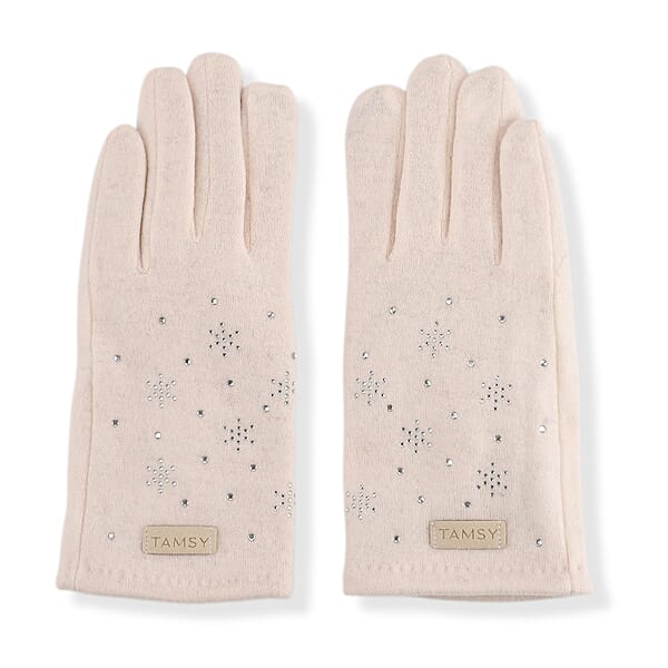 Tamsy White Cashmere Wool Gloves With 2 Fingers Screen Touch