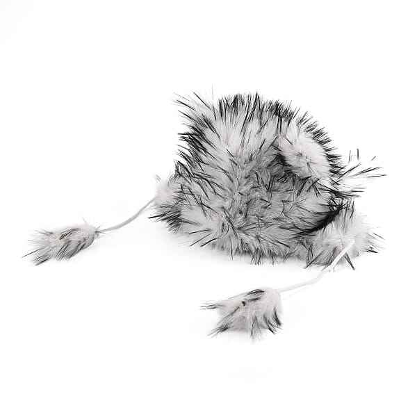 Tamsy White Hat With Bicolor Long Fur And Ears Decoration