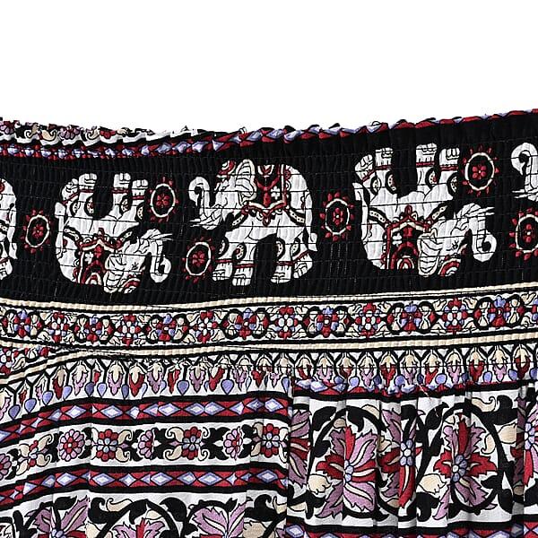 Tamsy Wine Elephant Harem Pant With 2 Pockets - One Size Fits Most