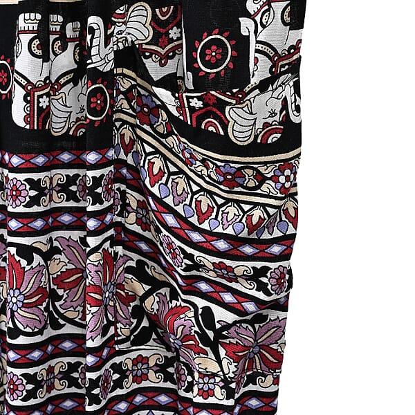 Tamsy Wine Elephant Harem Pant With 2 Pockets - One Size Fits Most