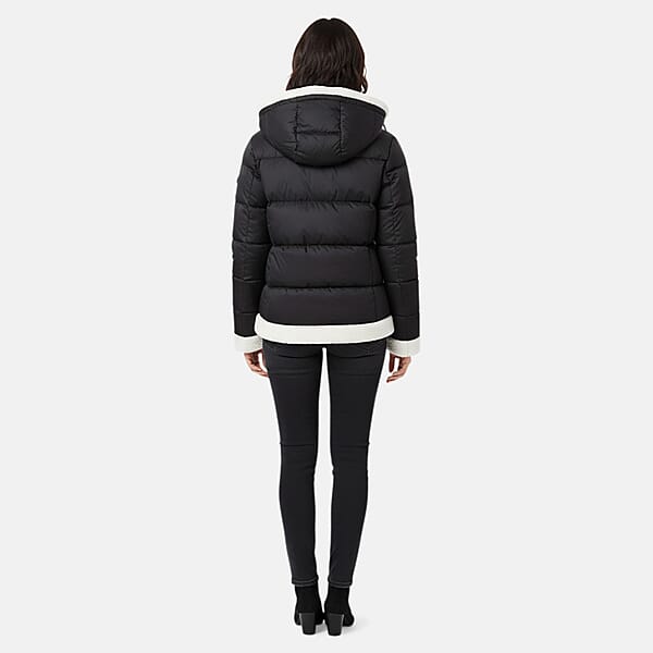 Tanbrige Black And White Sherpa Trim Puffer Jacket - M