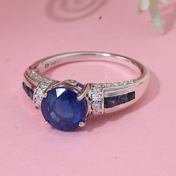 Tanzanian Blue Spinel (DF) And Multi Gemstone 3.00 Ctw Twilight Majesty Ring In Rhodium Over Sterling Silver