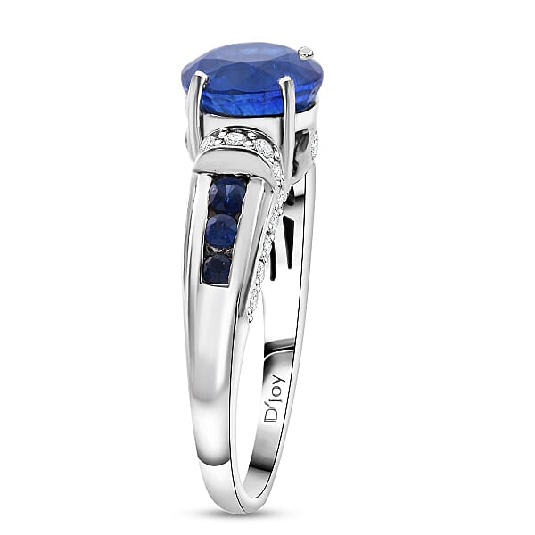Tanzanian Blue Spinel (DF) And Multi Gemstone 3.00 Ctw Twilight Majesty Ring In Rhodium Over Sterling Silver
