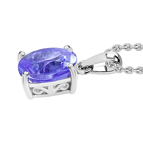 Tanzanite 1.35 Ctw Solitaire Pendant Necklace 20 Inches In Platinum Over Sterling Silver (Del. In 10-12 Days)