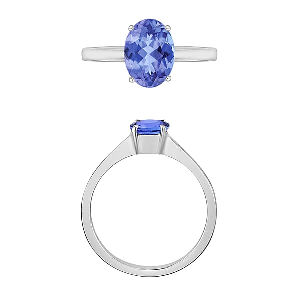 Tanzanite 1.35 Ctw Solitaire Ring In Platinum Over Sterling Silver (Del. In 10-12 Days)