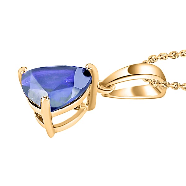 Tanzanite 1.45 Ctw Solitaire Pendant Necklace 20 Inches In Vermeil Yellow Gold Over Sterling Silver (Del. In 10-12 Days)