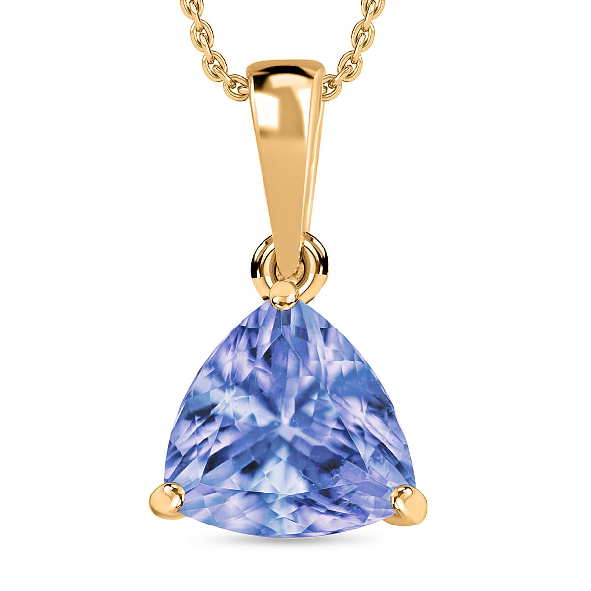 Tanzanite 1.45 ctw Solitaire Pendant Necklace 20 Inches in Vermeil Yellow Gold Over Sterling Silver (Del. in 10-12 Days)