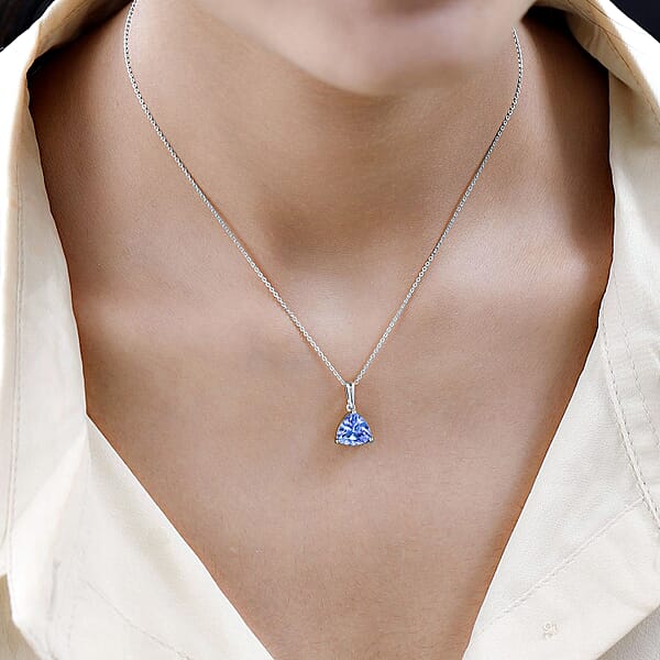 Tanzanite 2.90 Ctw Solitaire Pendant Necklace 20 Inches In Platinum Over Sterling Silver (Del. In 10-12 Days)