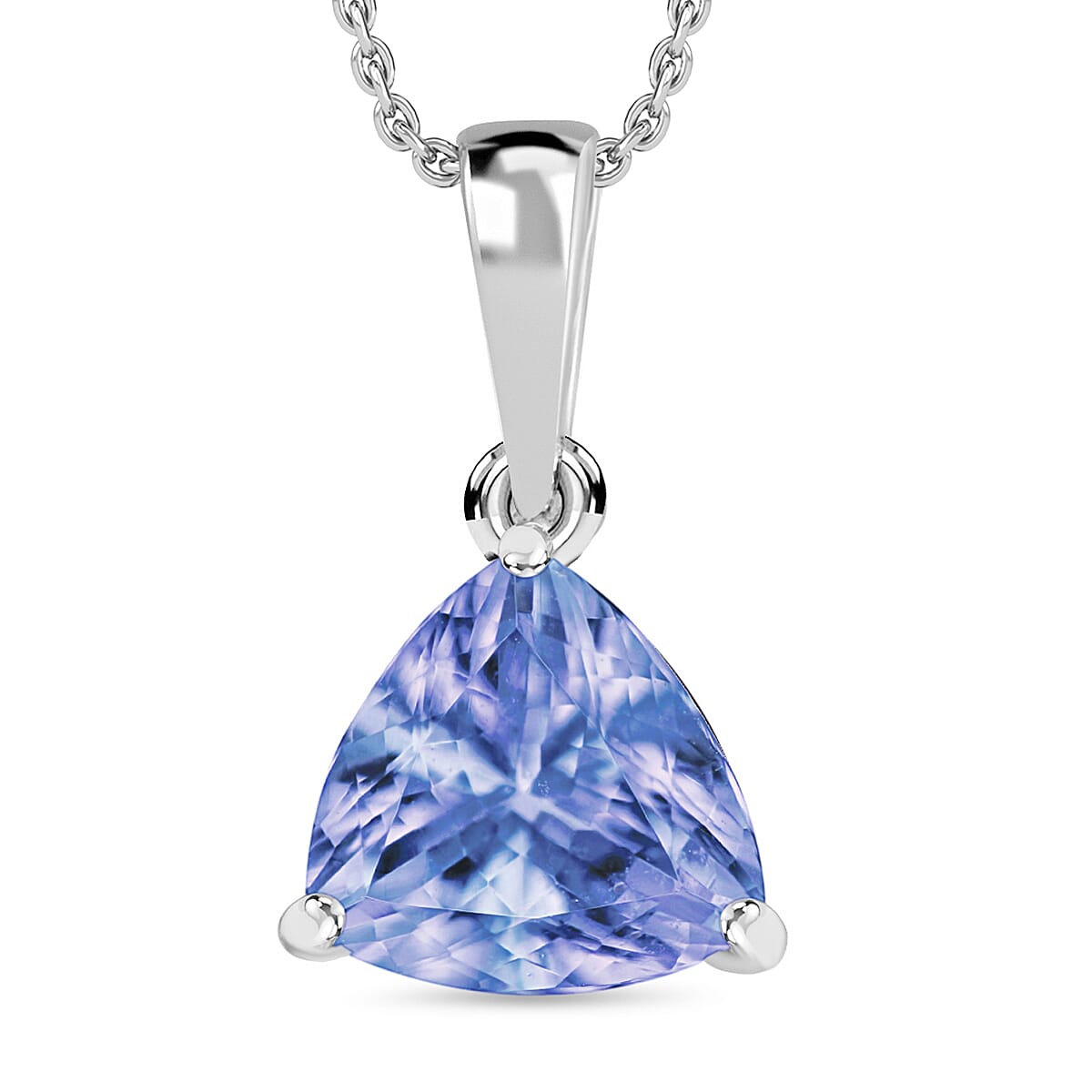 Tanzanite 2.90 ctw Solitaire Pendant Necklace 20 Inches in Platinum Over Sterling Silver (Del. in 10-12 Days)