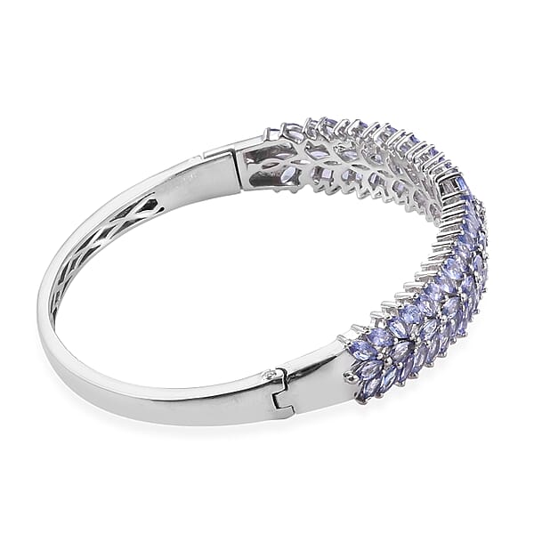 Tanzanite Bangle Bracelet In Platinum Over Sterling Silver 8 Inch 11.10 Ctw