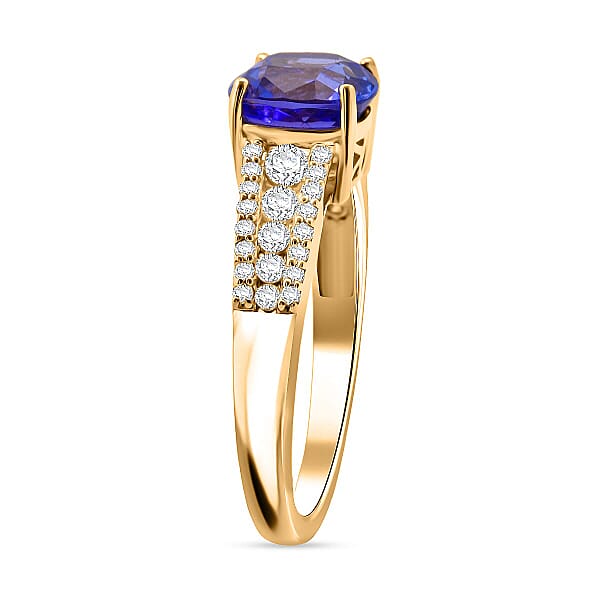 Tanzanite Lab Grown Diamond Ring In 10K Yellow Gold 2.35 Ctw