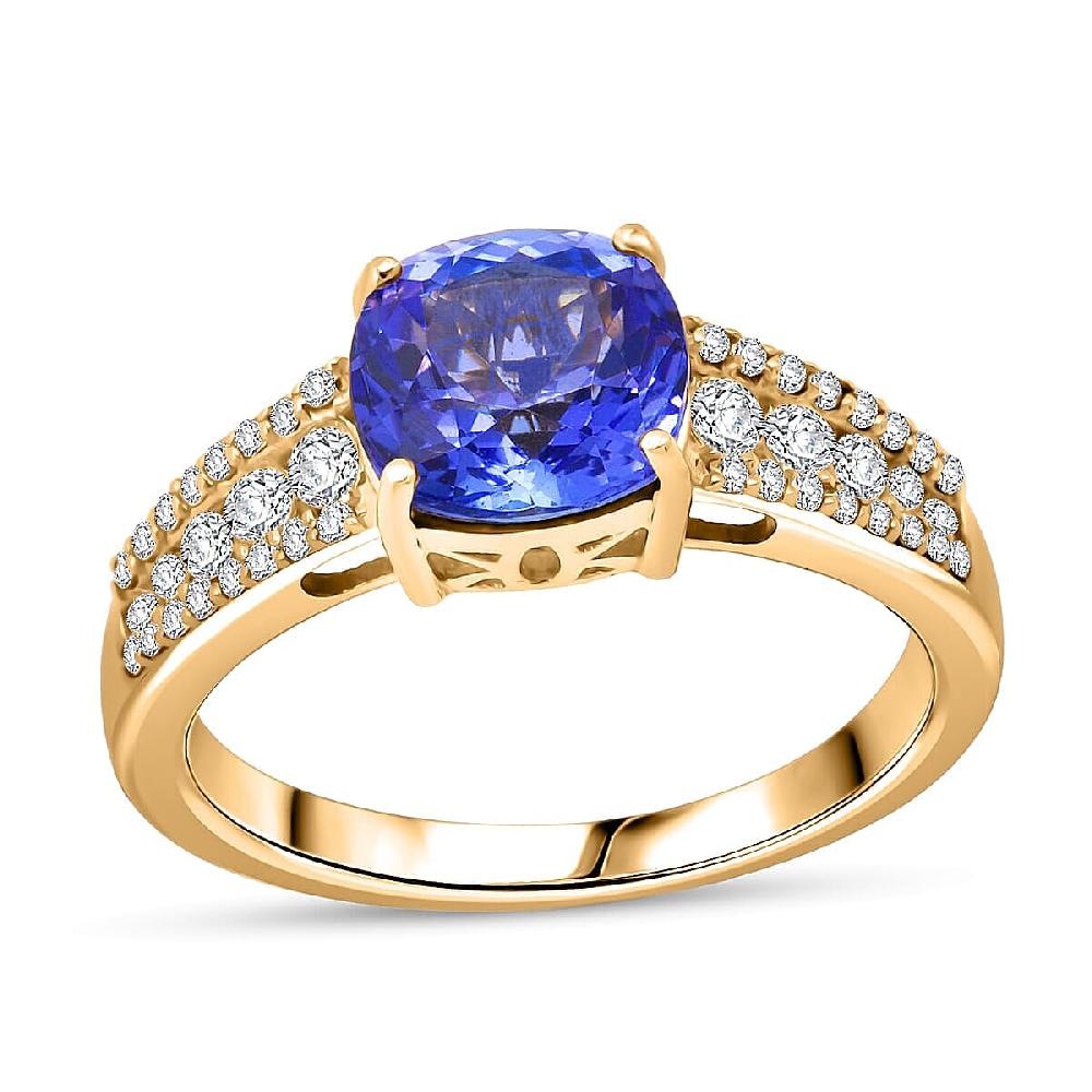 Tanzanite Lab Grown Diamond Ring in 10K Yellow Gold 2.35 ctw