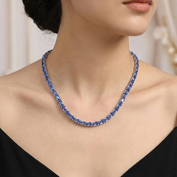 Tanzanite Platinum Over Sterling Silver Necklace (20 In) 24.00 Ctw