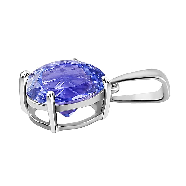 Tanzanite Solitaire Pendant Necklace 20 Inches In Platinum Over Sterling Silver 1.45 Ctw (Del. In 10-12 Days)