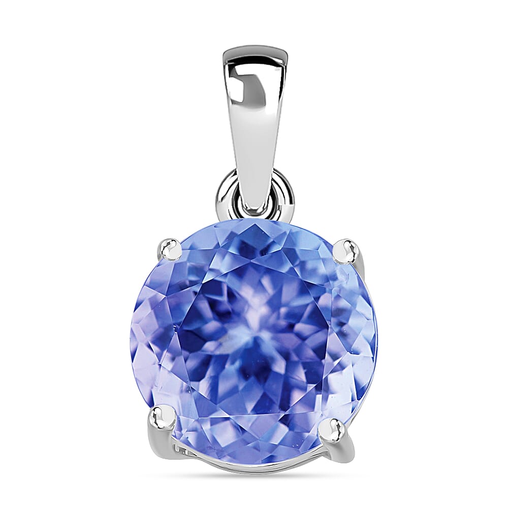 Tanzanite Solitaire Pendant Necklace 20 Inches in Platinum Over Sterling Silver 1.45 ctw (Del. in 10-12 Days)