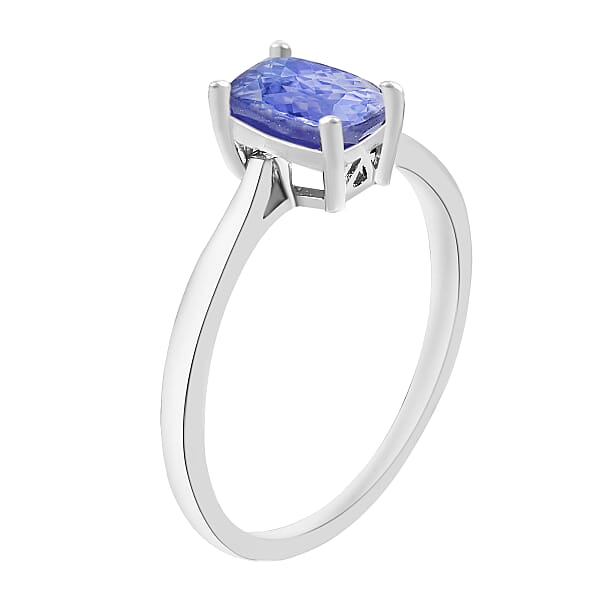 Tanzanite Solitaire Ring In Platinum Over Sterling Silver 1.40 Ctw (Del. In 10-12 Days)