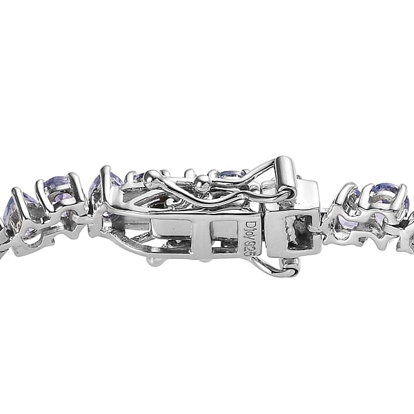 Tanzanite Tennis Bracelet In Platinum Over Sterling Silver (7.25 In) 8.25 Ctw