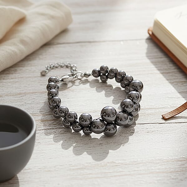 Terahertz 100.00 Ctw Beaded Bubble Bracelet In Stainless Steel (7.5-9.5In)