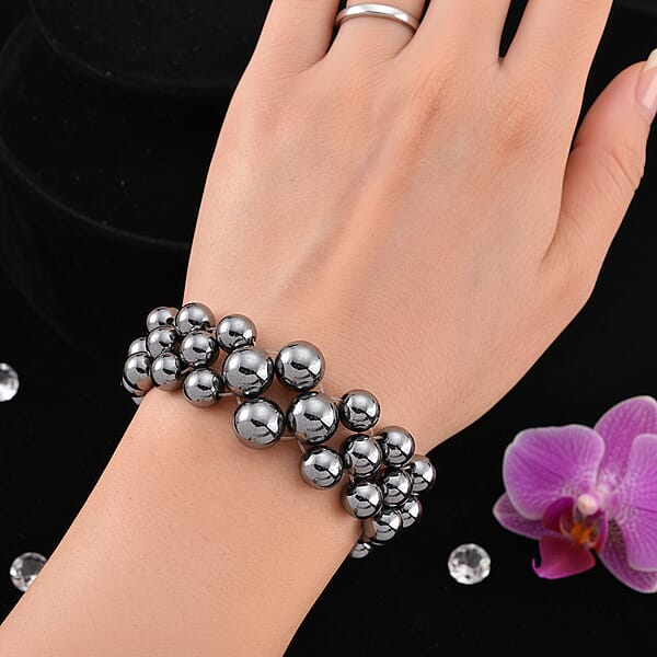 Terahertz 100.00 Ctw Beaded Bubble Bracelet In Stainless Steel (7.5-9.5In)