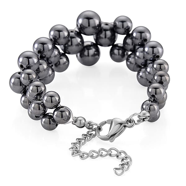 Terahertz 100.00 Ctw Beaded Bubble Bracelet In Stainless Steel (7.5-9.5In)