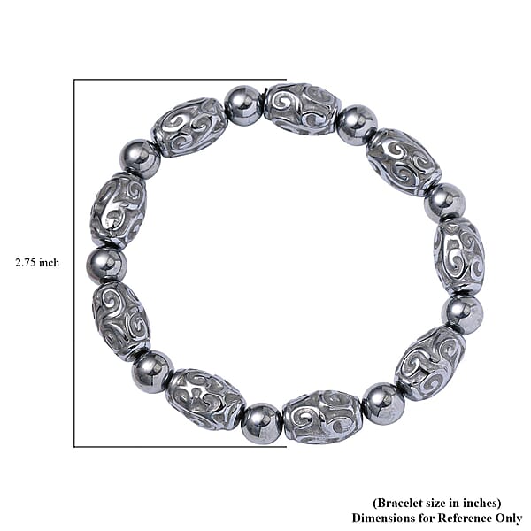 Terahertz 105.00 Ctw Beaded And Carved Barrel Stretch Bracelet