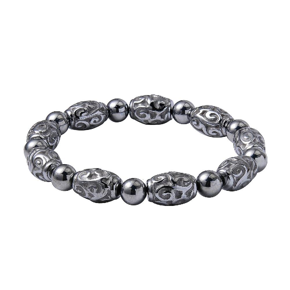 Terahertz 105.00 ctw Beaded and Carved Barrel Stretch Bracelet