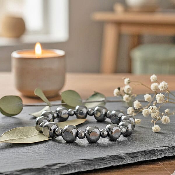 Terahertz 130.00 Ctw Cushion And Beaded Stretch Bracelet