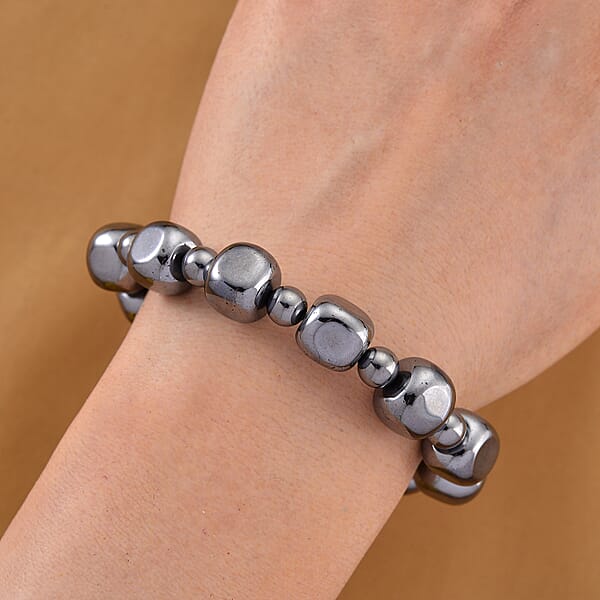 Terahertz 130.00 Ctw Cushion And Beaded Stretch Bracelet