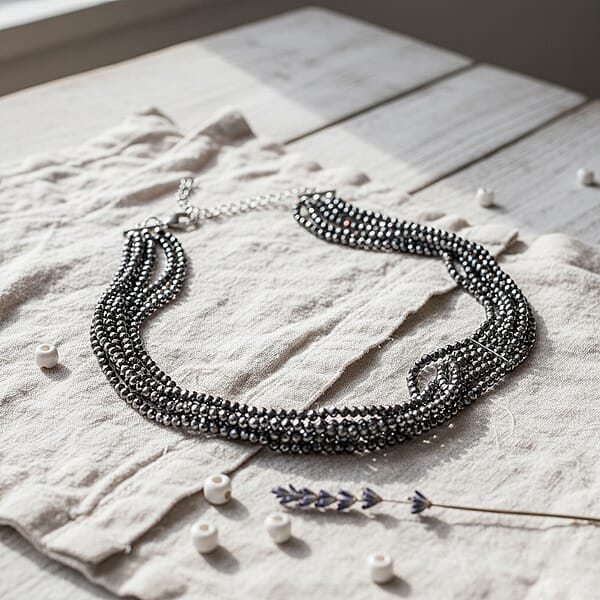 Terahertz 150.00 Ctw Beaded Multi Row Necklace In Silvertone And Stainless Steel 16-20 Inches