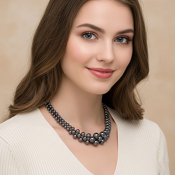 Terahertz 150.00 Ctw Beaded Multi Row Necklace In Silvertone And Stainless Steel 16-20 Inches