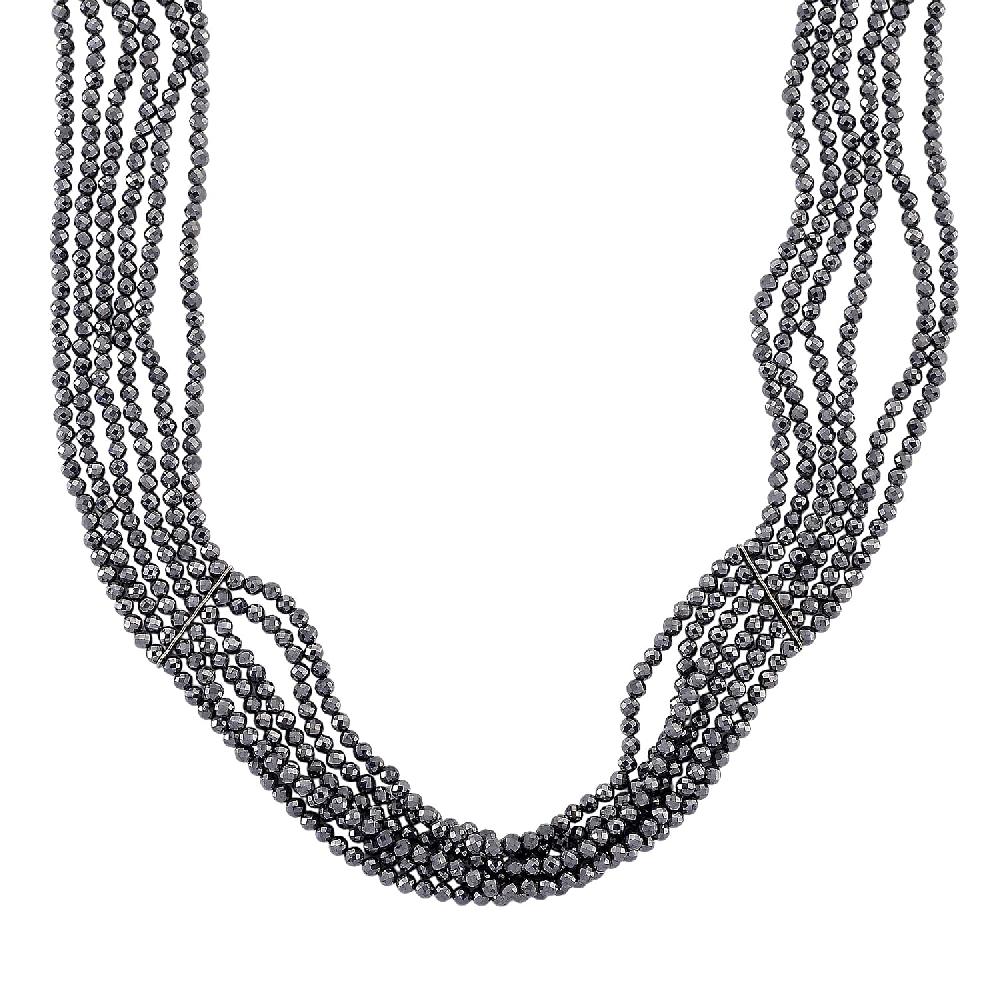 Terahertz 150.00 ctw Beaded Multi Row Necklace in Silvertone and Stainless Steel 16-20 Inches