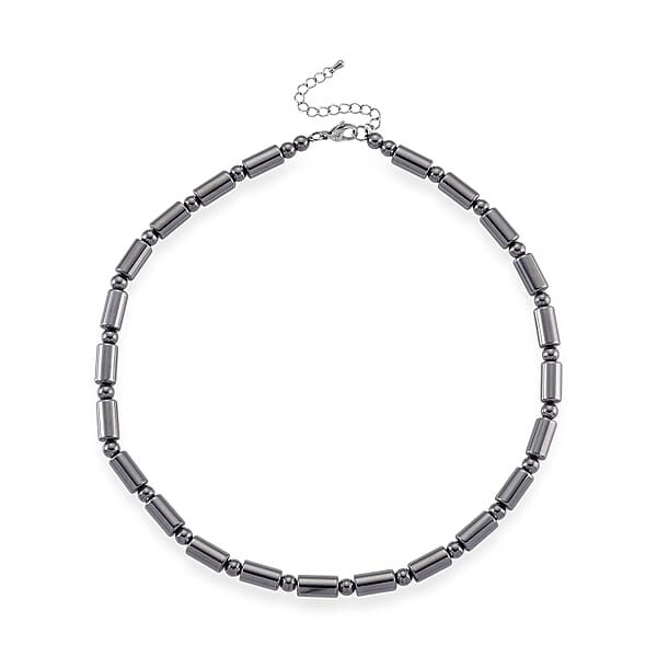 Terahertz 150.00 Ctw Fancy And Barrel Beaded Necklace In Stainless Steel 18 Inches