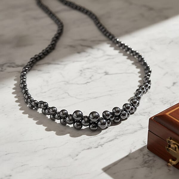 Terahertz 200.00 Ctw Beaded Bubble Choker Necklace In Stainless Steel 16-20 Inches