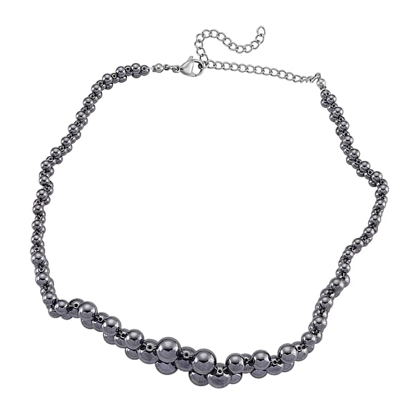 Terahertz 200.00 Ctw Beaded Bubble Choker Necklace In Stainless Steel 16-20 Inches