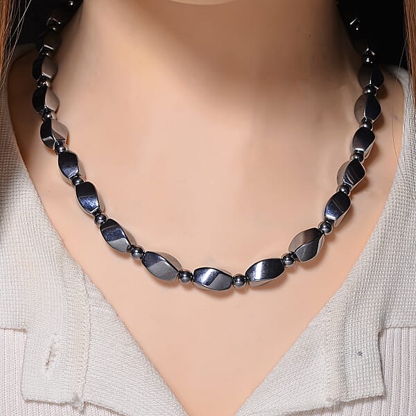 Terahertz 200.00 Ctw Beaded Necklace In Stainless Steel 18 Inches