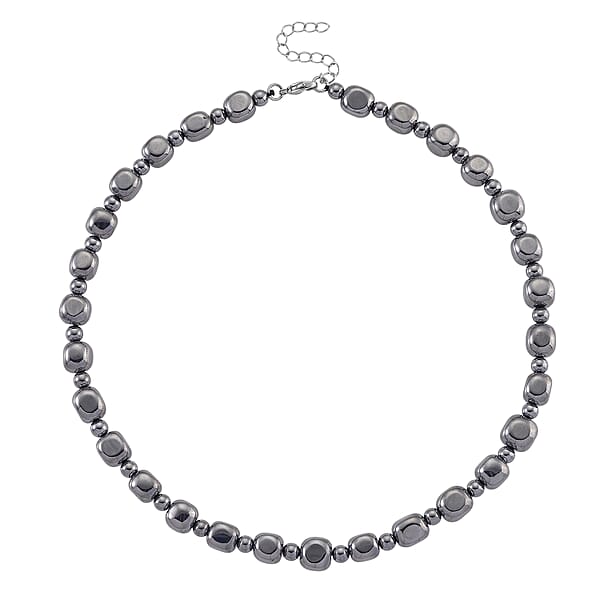 Terahertz 240.00 Ctw Cushion And Beaded Necklace In Stainless Steel 18-20 Inches