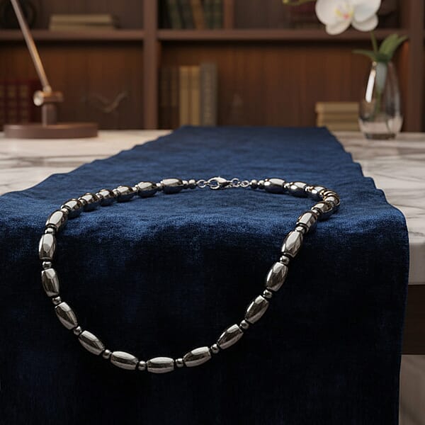Terahertz 250.00 Ctw Barrel Beaded Necklace In Stainless Steel 18 Inches