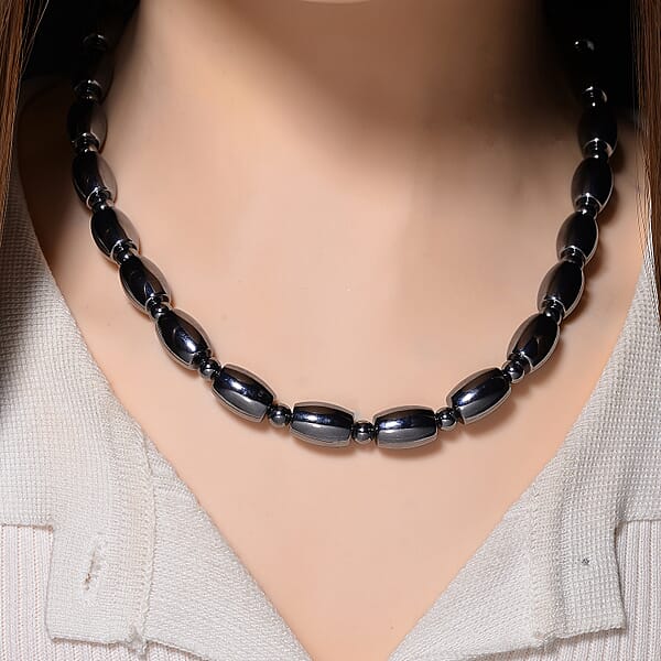 Terahertz 250.00 Ctw Barrel Beaded Necklace In Stainless Steel 18 Inches