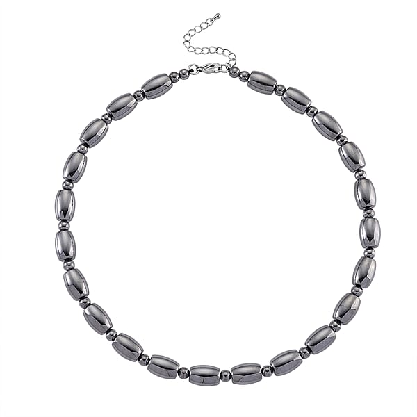 Terahertz 250.00 Ctw Barrel Beaded Necklace In Stainless Steel 18 Inches