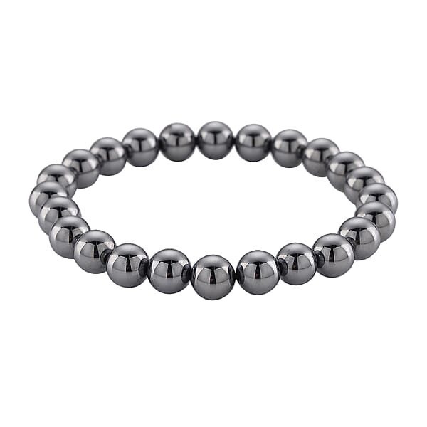 Terahertz 285.00 Ctw Palm Stone And Beaded Stretch Bracelet (6.5-7In)