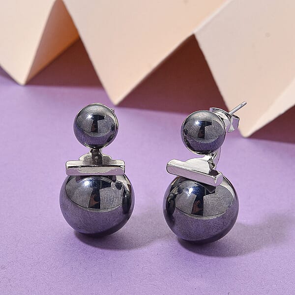 Terahertz 30.00 Ctw Beaded Drop Earrings In Silvertone And Stainless Steel