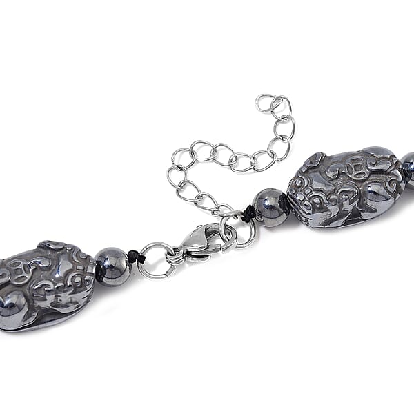 Terahertz 360.00 Ctw Pixiu Carved Necklace In Stainless Steel 18-20 Inches
