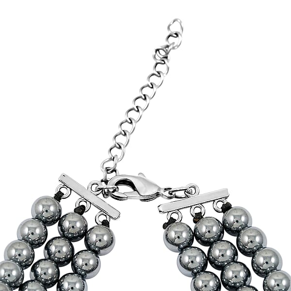 Terahertz 70.00 Ctw Green And White Austrian Crystal 3-Row Beaded Bracelet In Silvertone (6.5-7.5In)