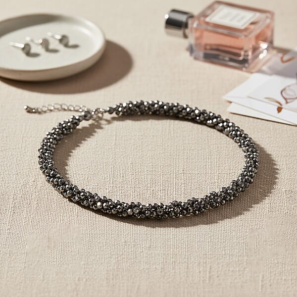 Terahertz 80.00 Ctw Beaded 3 Row Twisted Necklace In Stainless Steel 18-20 Inches