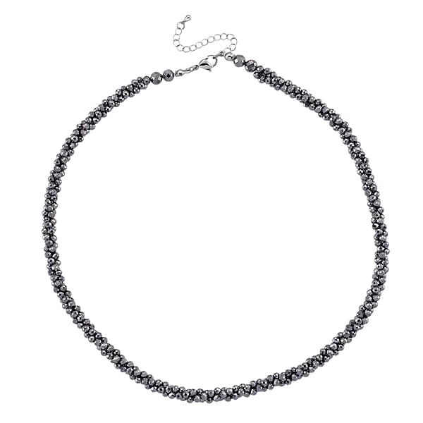 Terahertz 80.00 Ctw Beaded 3 Row Twisted Necklace In Stainless Steel 18-20 Inches