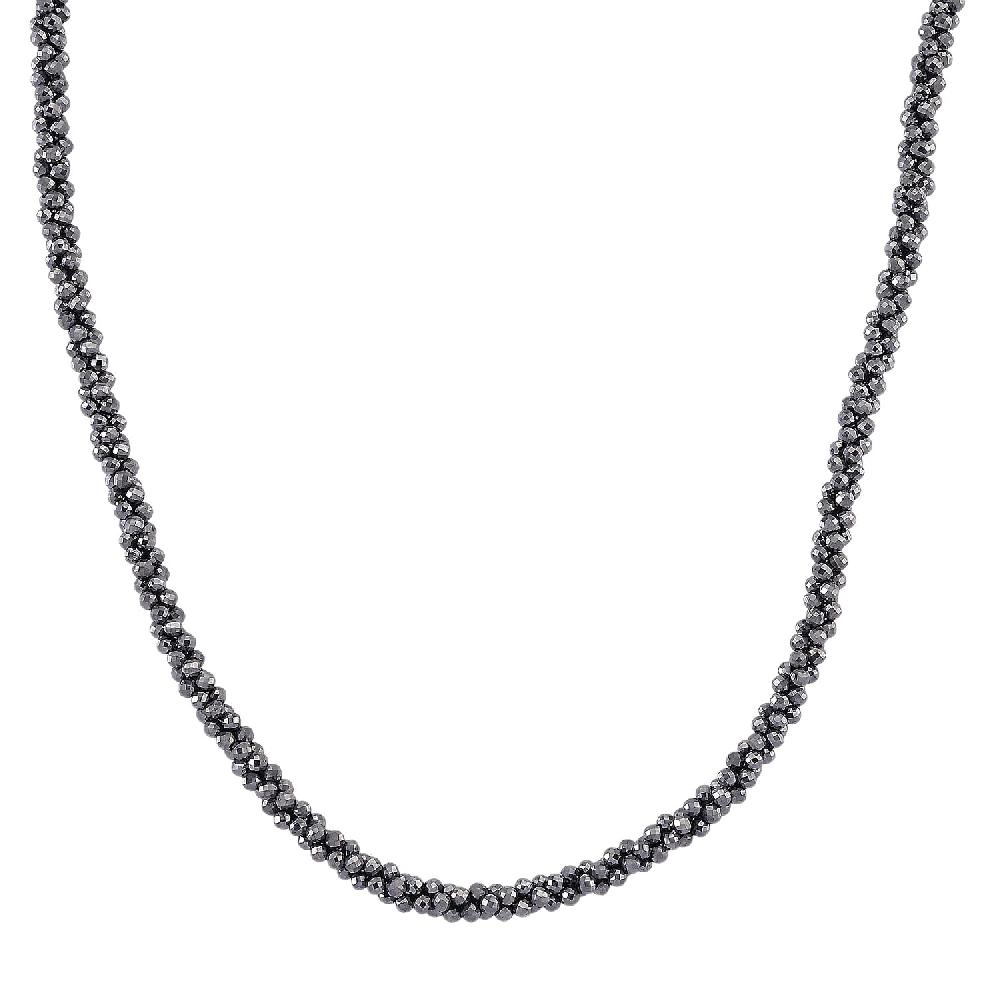 Terahertz 80.00 ctw Beaded 3 Row Twisted Necklace in Stainless Steel 18-20 Inches