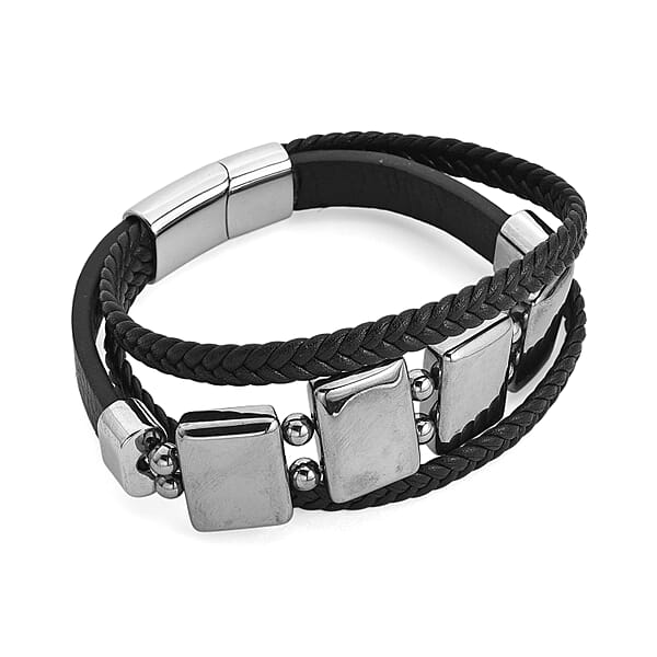 Terahertz 85.00 Ctw Leather Bracelet With Stainless Steel Lock (7.50 In)